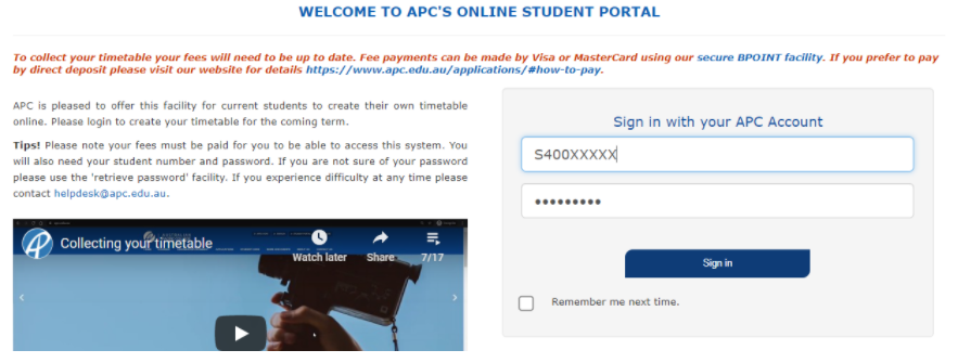 APC How can I collect my vocational course timetable ...